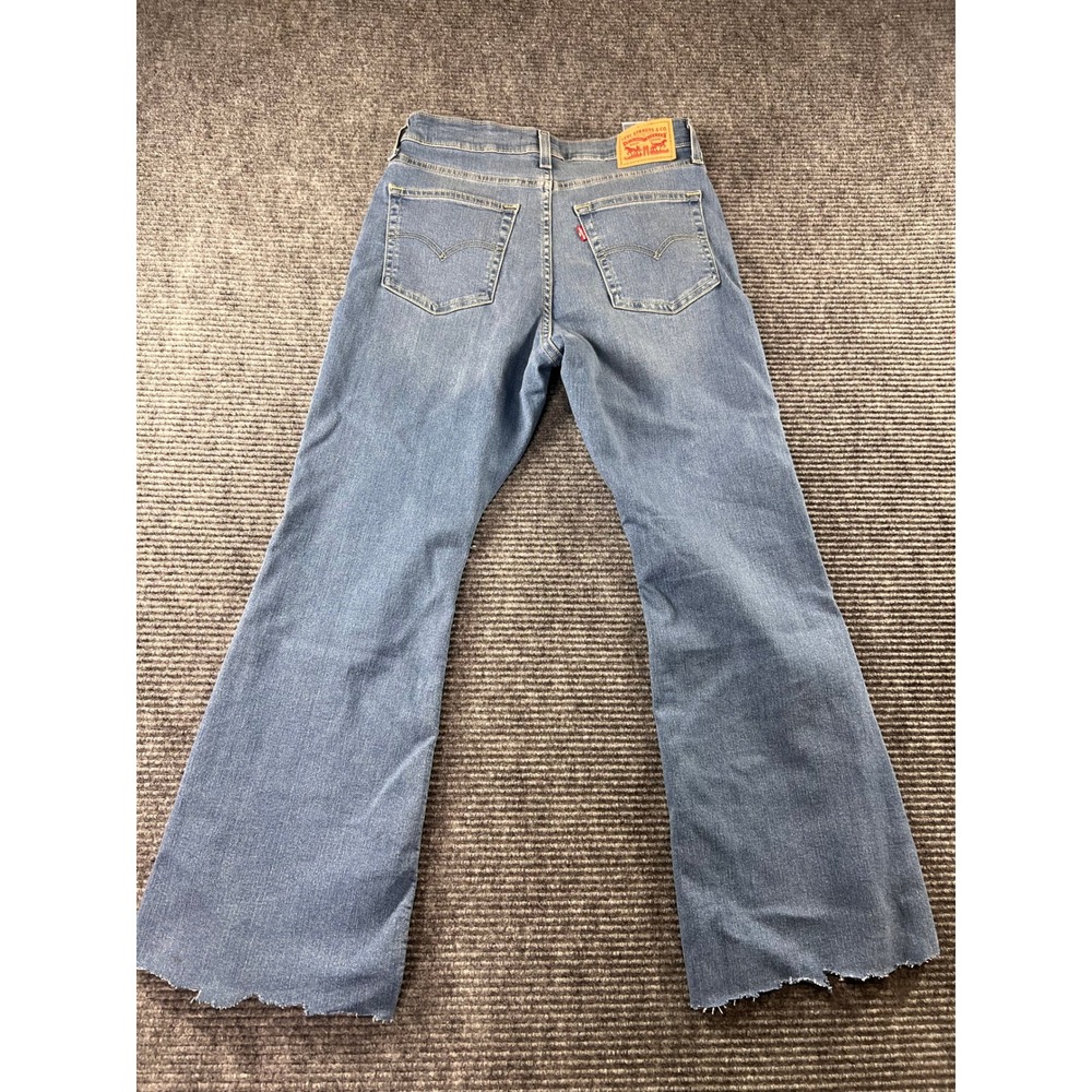 Levi's 726 Flare Jeans Womens 30 Blue Mid Rise Stretch Raw Hem Denim Pants - Picture 7 of 12